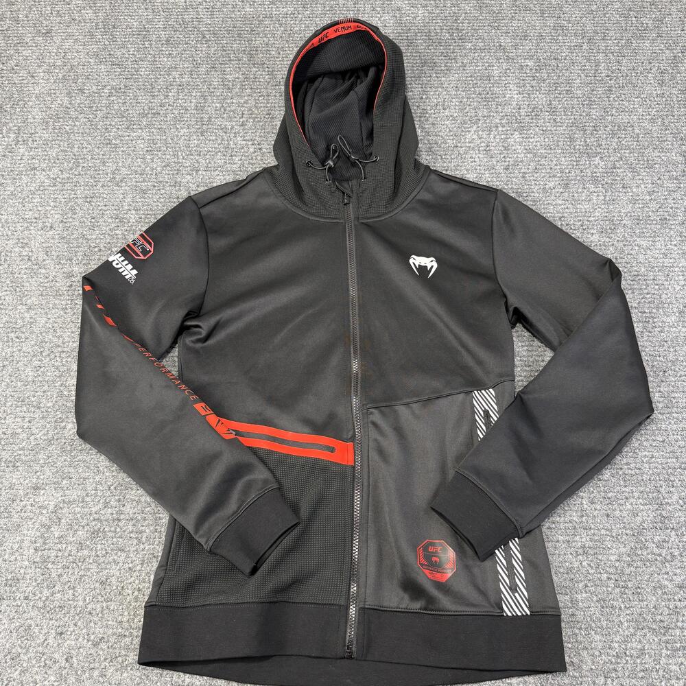 UFC Venum Jacket Womens Large Black Fight Week Performance Hooded Full Zip